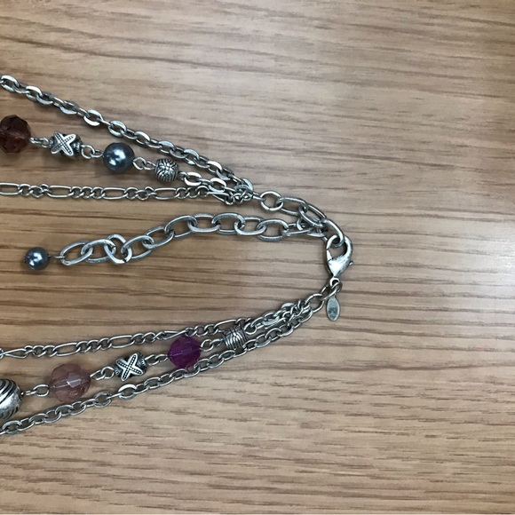 Premier Designs Multi strand necklace, antique silver with purple beads. - Picture 7 of 9